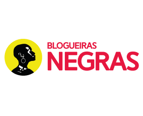 Logo com uma mulher negra a esquerda em fundo amarelo e o título 'Blogueiras Negras'